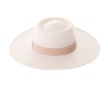 Load image into Gallery viewer, Ivory Vegan Felt Boater Hat, Structured Wide Brim Fedora by buddha gear