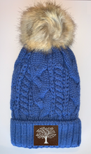 Load image into Gallery viewer, Beanies - Plush Blue, Blanket Lined Cable Knit, Pom Pom Beanies