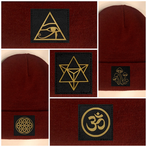 Beanies with sacred geometry symbols by buddha gear