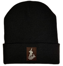 Load image into Gallery viewer, Beanie - Black, cuffed Beanie with snowboarder snowboarding buddha gear