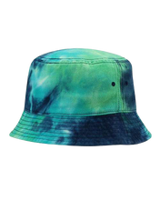 Load image into Gallery viewer, Sportsman Tie Dye Bucket Hat - 100% cotton - bucket cap - safari hat - blue ocean with holographic mushrooms by buddha gear