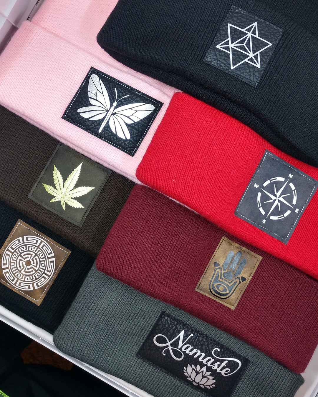 Cuffed Beanies w Sacred Symbols