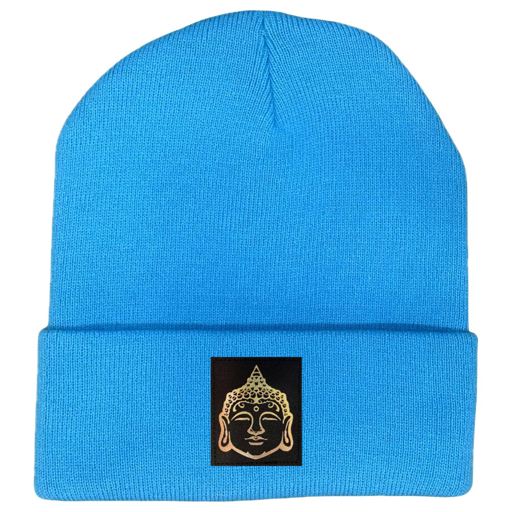 Cuffed Beanie Light Blue, Customizable with any Patch and Variation Below