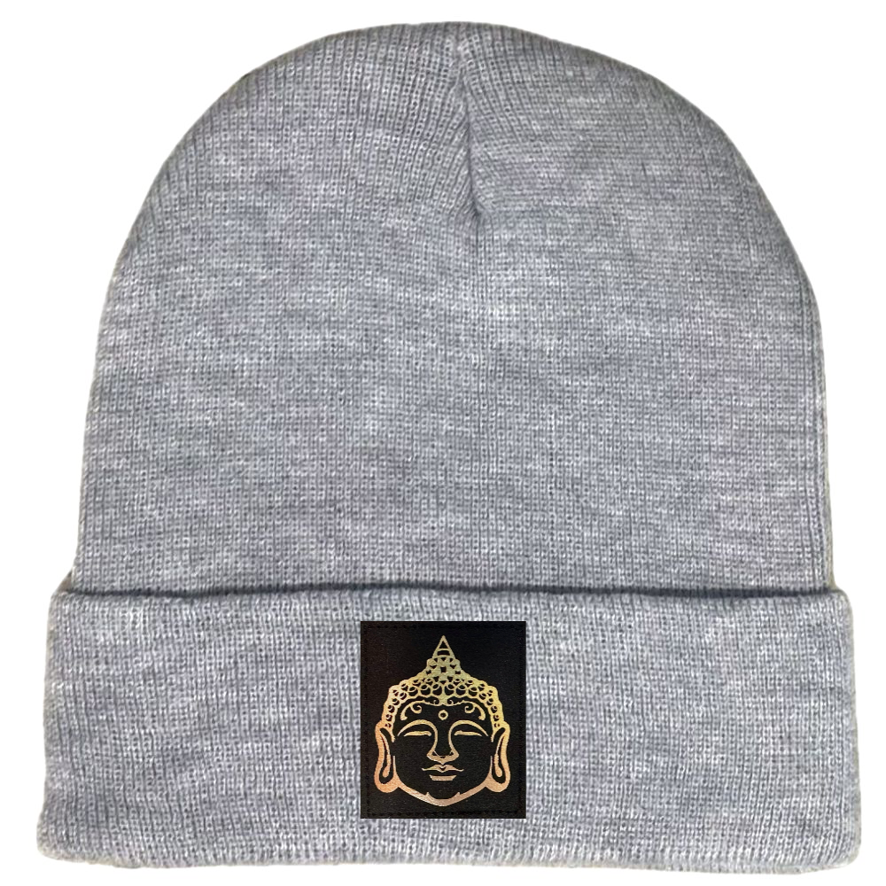 Cuffed Beanie Heather Grey. Customizable with any Patch and Variation Below