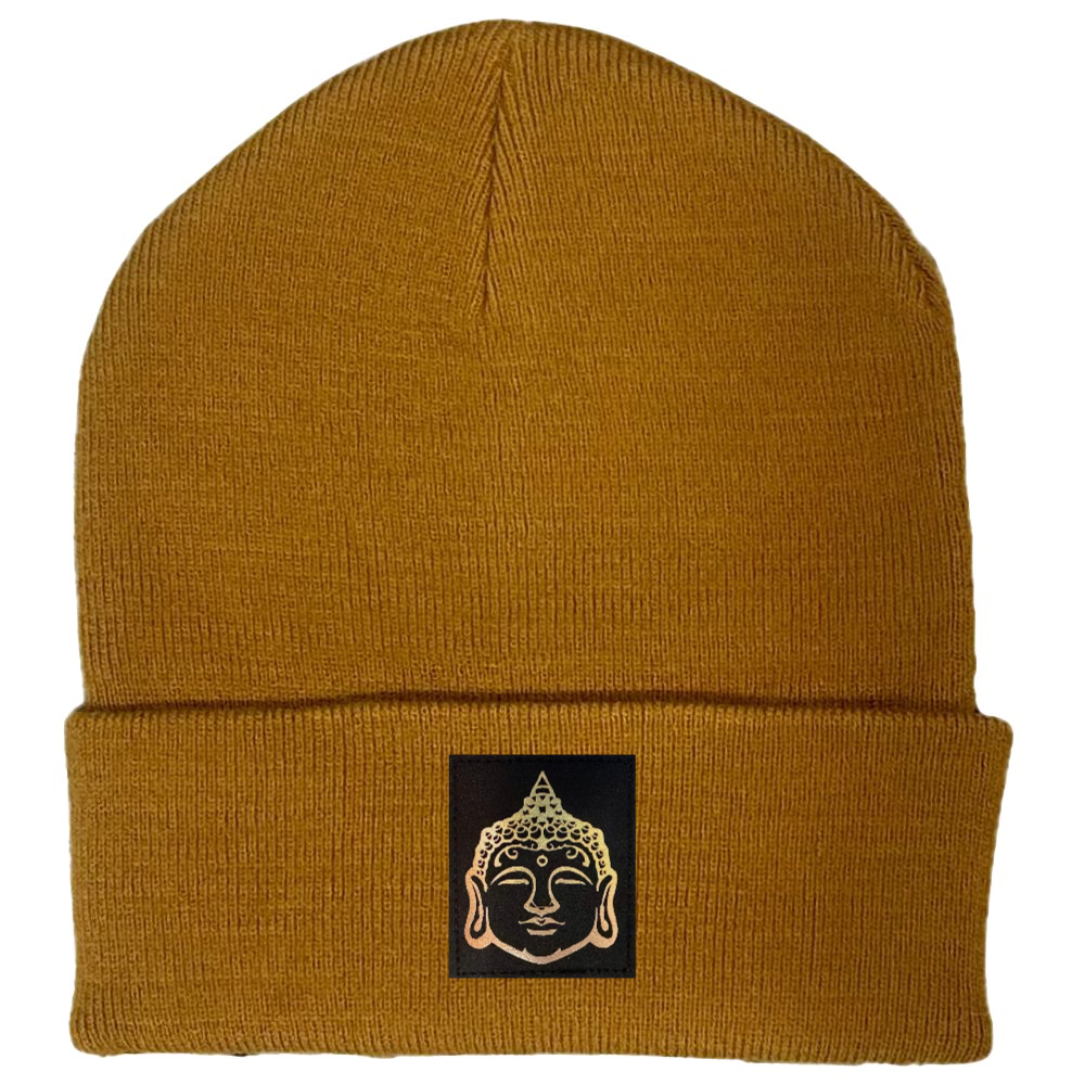 Cuffed Beanie Carmel Brown. Customizable with any Patch and Variation Below