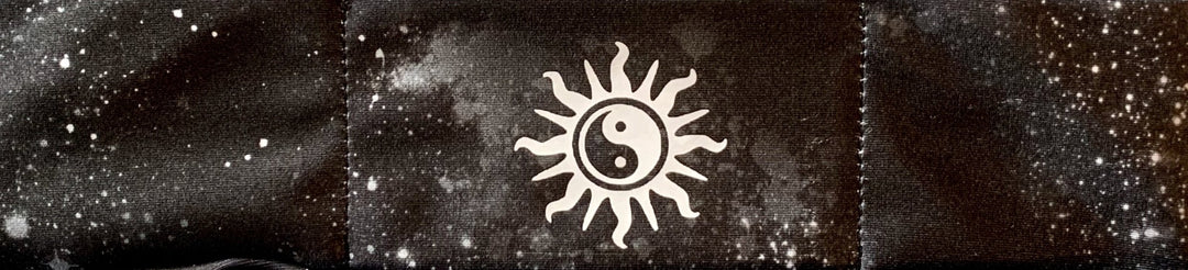 Yoga Buddha gear Buddha wear Hand Made Black Cosmo Buddha Band, meditation, yoga headband with Compass, Coexist, Yin Yang Sun, Namaste over your third eye Buddha clothing yoga wear 