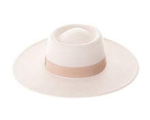 Load image into Gallery viewer, Ivory Vegan Felt Boater Hat, Structured Wide Brim Fedora by buddha gear 