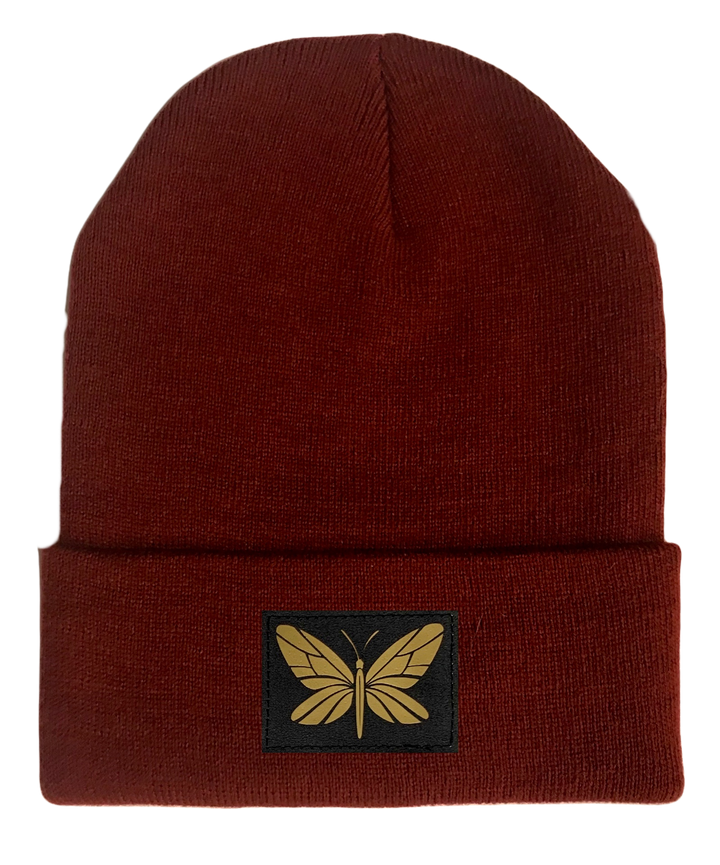 Beanie, Burgundy Buddha Beanie w Handmade butterfly buddha gear 