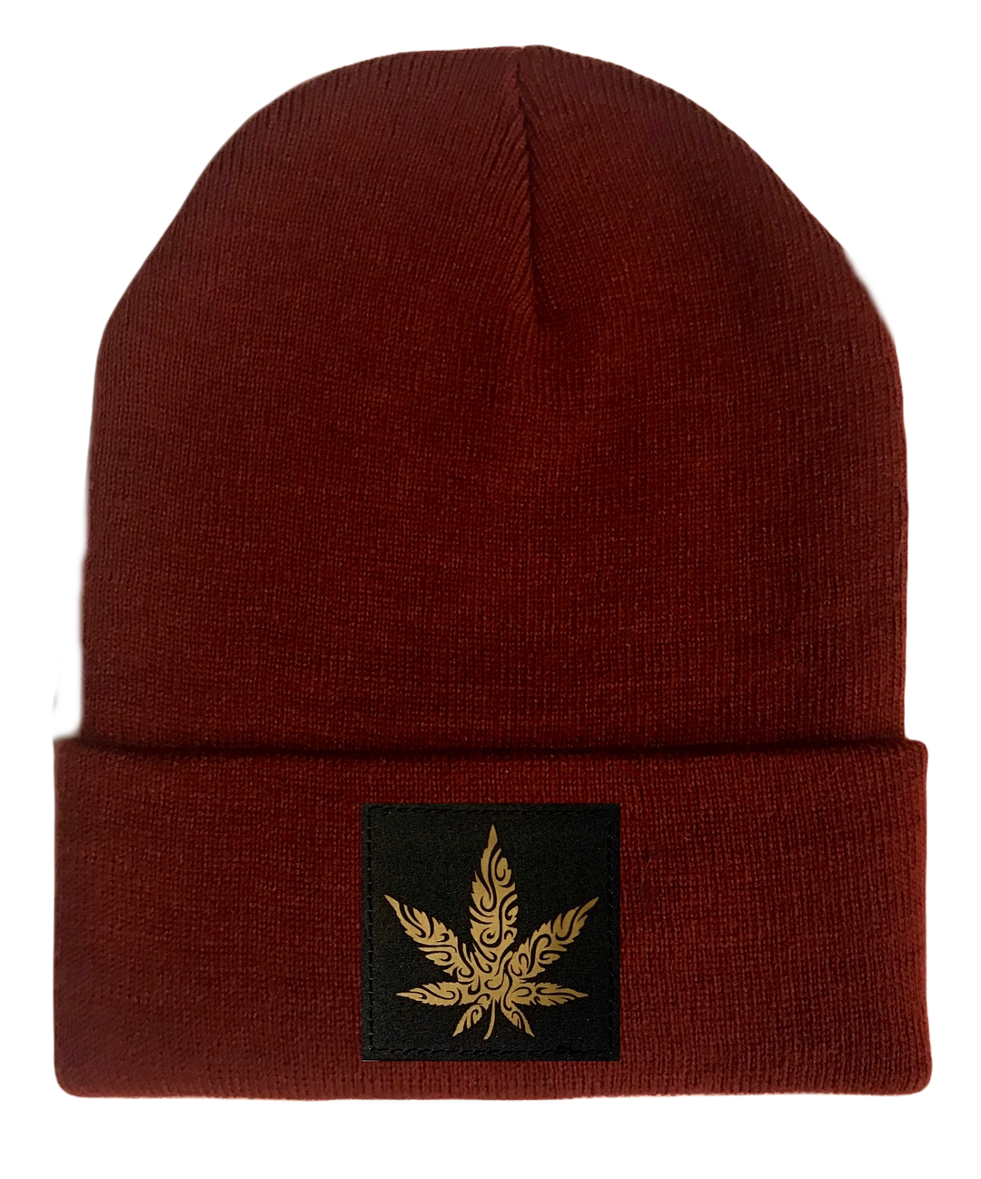 Beanie, Burgundy Buddha Beanie w Handmade cannabis buddha gear
