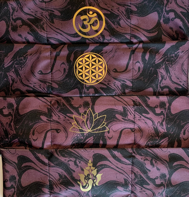 Buddha Gear Buddha Wear  Hand Made Burgundy Wine Buddha Band with Gold Om, Flower of Life, Lotus, Ganesha over your third eye for better yoga, meditation and sleep Yoga Wear