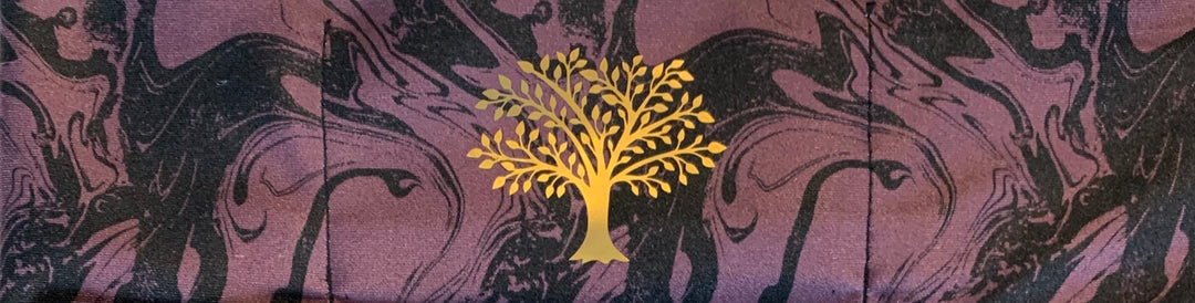 Buddha Gear Yoga Clothing  Hand Made Burgundy Wine Buddha Band with Golden Tree of Life, Infinite Love, Pineapple, Namaste over your third eye for better yoga, meditation and sleep Buddha Wear