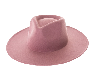 Mauve pink rose vegan felt rancher hat - Unisex style fedora, stiff brim, wide brim, panama, fashion hat for men or women by buddha gear