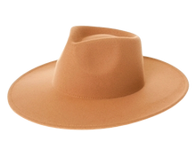 Load image into Gallery viewer, Chestnut brown vegan felt rancher hat - Unisex style fedora, stiff brim, wide brim, panama, fashion hat for men or women by buddha gear