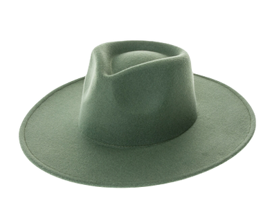 Forest Green vegan felt rancher hat - Unisex style fedora, stiff brim, wide brim, panama, fashion hat for men or women by Buddha Gear 