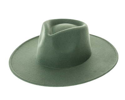 Forest Green vegan felt rancher hat - Unisex style fedora, stiff brim, wide brim, panama, fashion hat for men or women by Buddha Gear 