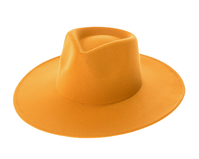 Mustard color vegan felt rancher hat - Unisex style fedora, stiff brim, wide brim, panama, fashion hat for men or women - by buddha gear