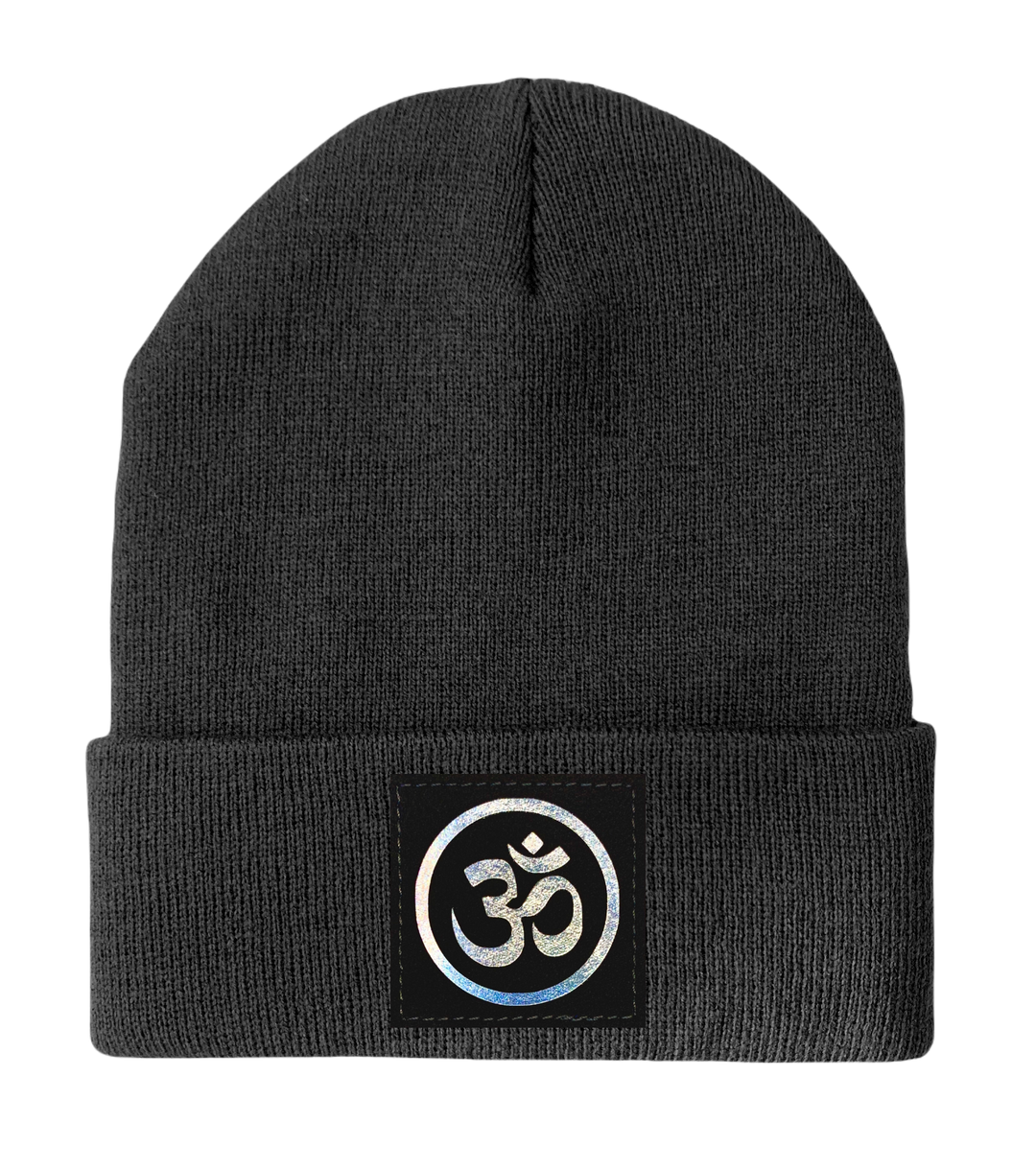 Beanie - Light grey Buddha Beanie with hand made Om Symbol over your Third Eye Buddha Gear yoga meditation hats