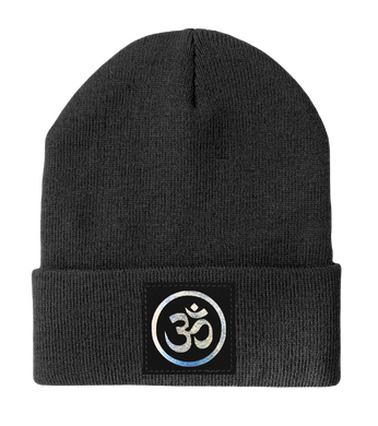 Beanie - Light grey Buddha Beanie with hand made Om Symbol over your Third Eye Buddha Gear yoga meditation hats