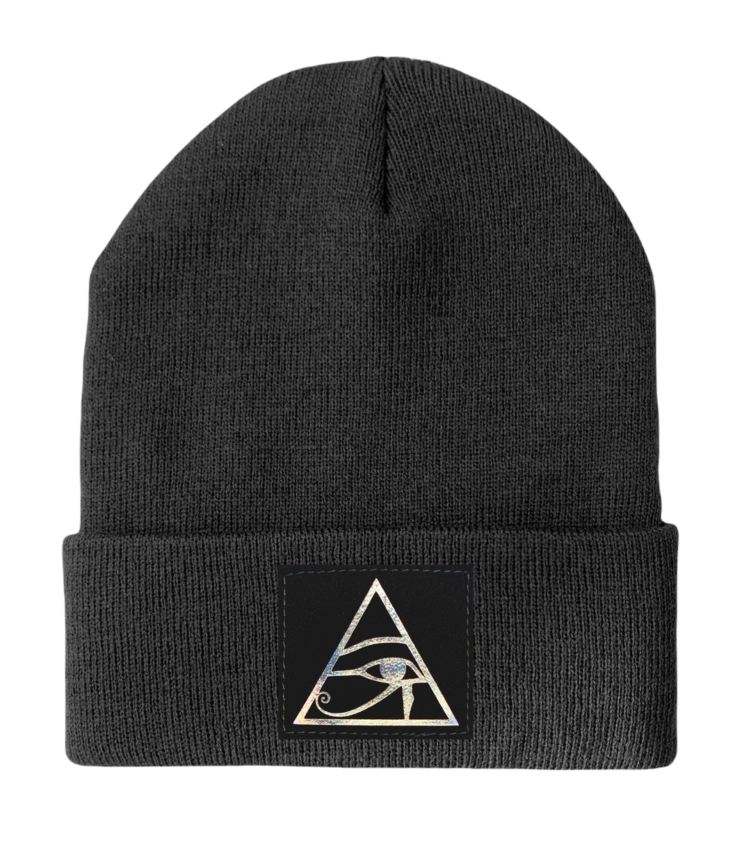 Beanie - Grey Buddha Beanie with all seeing eye of Horus by Buddha Gear yoga hat beanie 