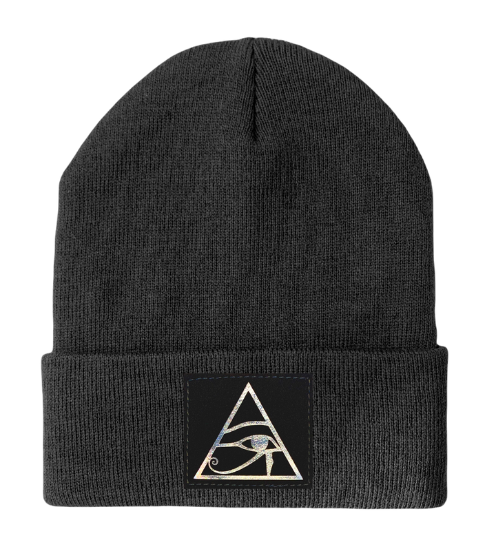 Beanie - Grey Buddha Beanie with all seeing eye of Horus by Buddha Gear yoga hat beanie 