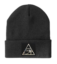 Load image into Gallery viewer, Beanie - Grey Buddha Beanie with all seeing eye of Horus by Buddha Gear yoga hat beanie 