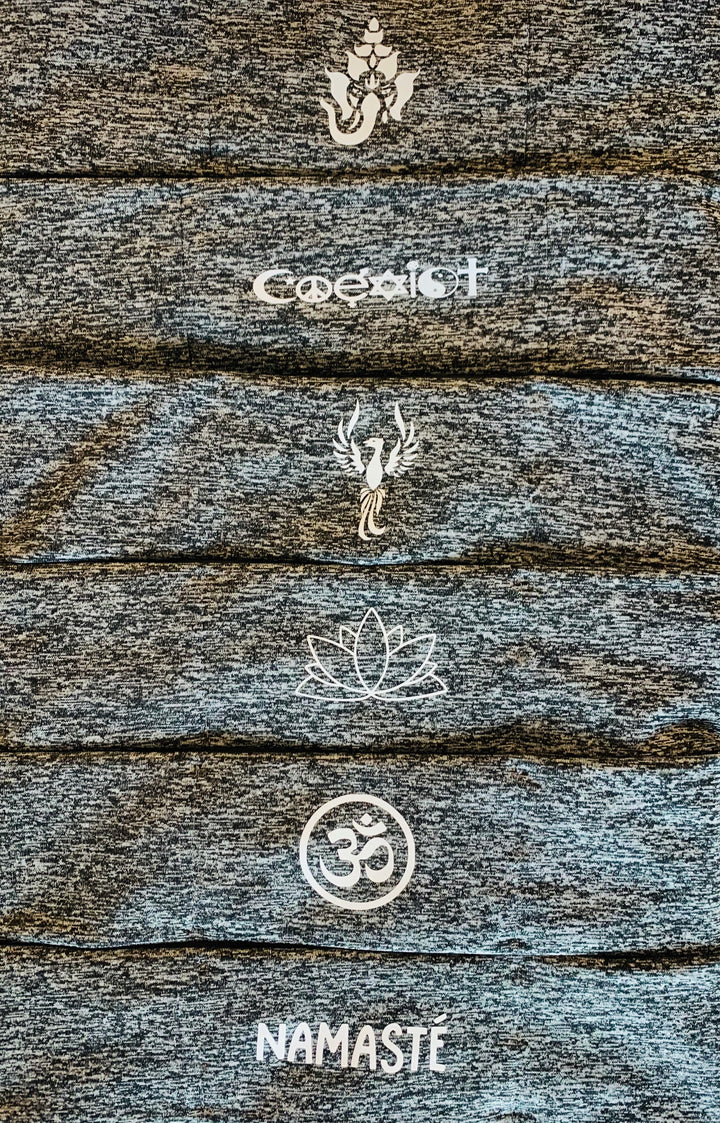 Sacred Geometry Yoga wear Buddha Gear Hand made Buddha Band with hidden pocket to hold a crystal over your third eye w Ganesha, Coexist, Phoenix, Lotus, Om, Namaste 