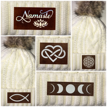 Load image into Gallery viewer, Beanies - Ivory Plush, Blanket Lined Cable Knit, Pom Pom Beanies