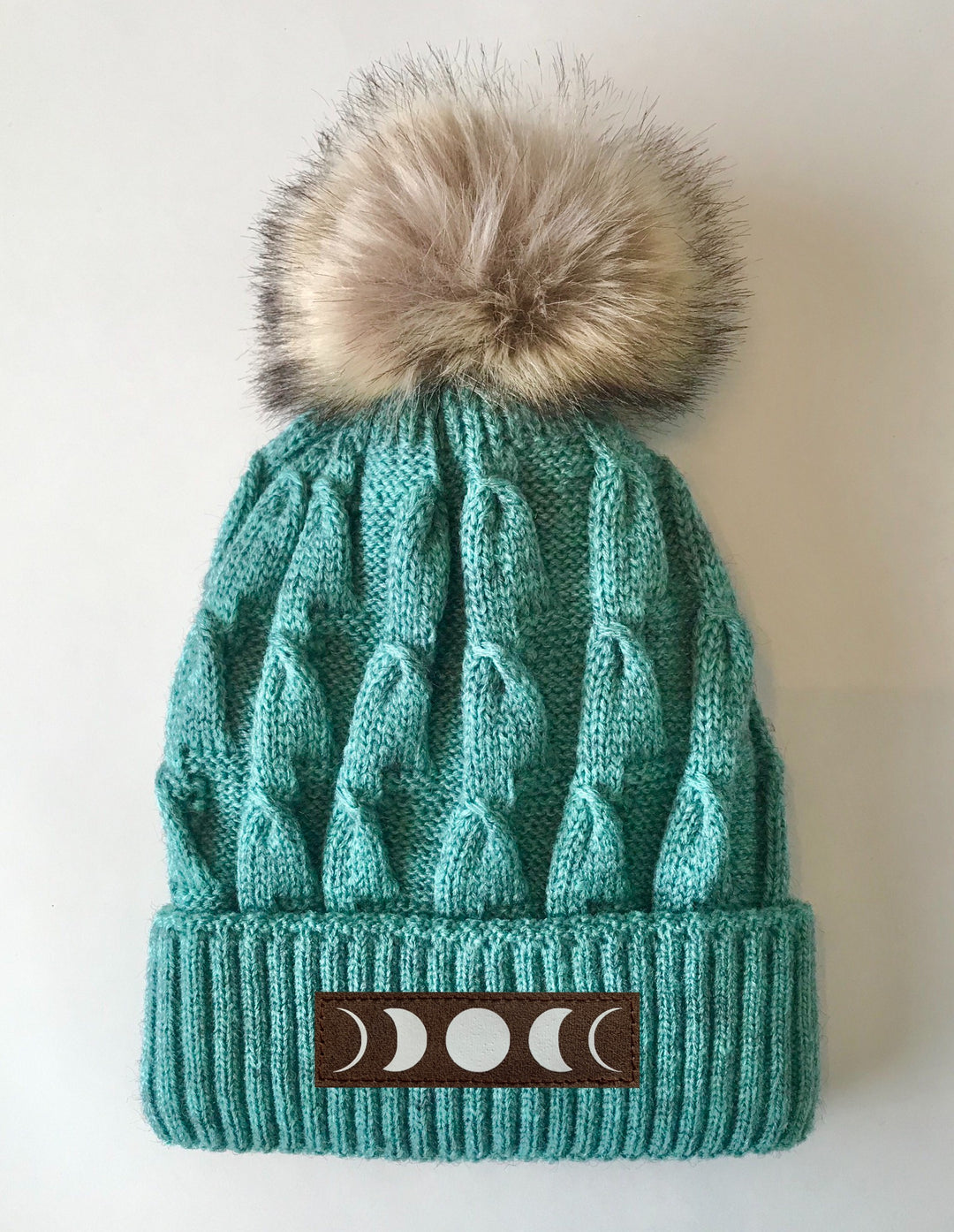 Beanies - Mint Plush, Blanket Lined, Marled Pom Pom Moon Beanie by Buddha Gear