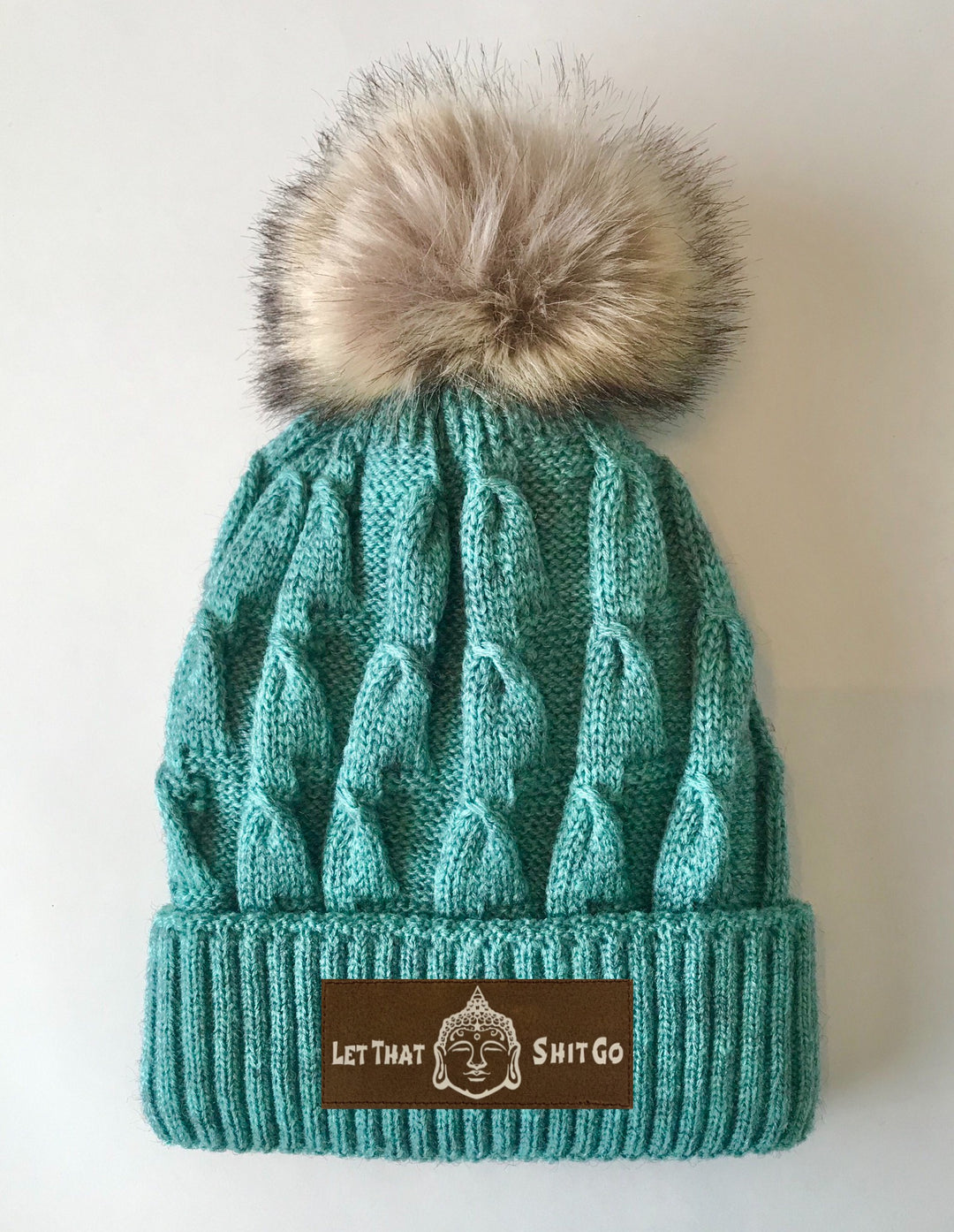 Beanies - Mint Plush, Blanket Lined, Marled Pom Pom Buddha Beanie by Buddha Gear