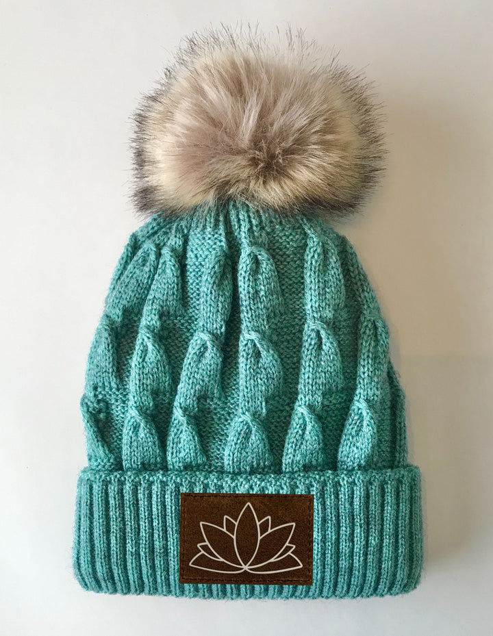 Beanies - Mint Plush, Blanket Lined, Marled Pom Pom Lotus Beanie by Buddha Gear