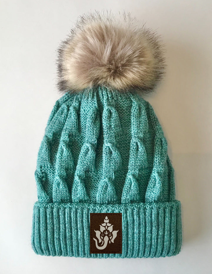 Beanies - Mint Plush, Blanket Lined, Marled Pom Pom Beanie by Buddha Gear Ganesha
