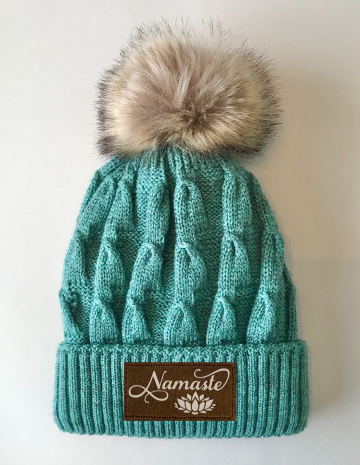 Beanies - Mint Plush, Blanket Lined, Marled Pom Pom Namaste Beanie by Buddha Gear