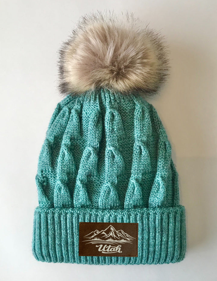 Beanies - Mint Plush, Blanket Lined, Marled Pom Pom Utah Beanie by Buddha Gear