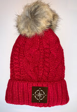 Load image into Gallery viewer, Plush Red, Blanket Lined Cable Knit, Pom Pom Beanie