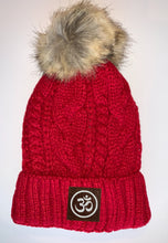 Load image into Gallery viewer, Plush Red, Blanket Lined Cable Knit, Pom Pom Beanie