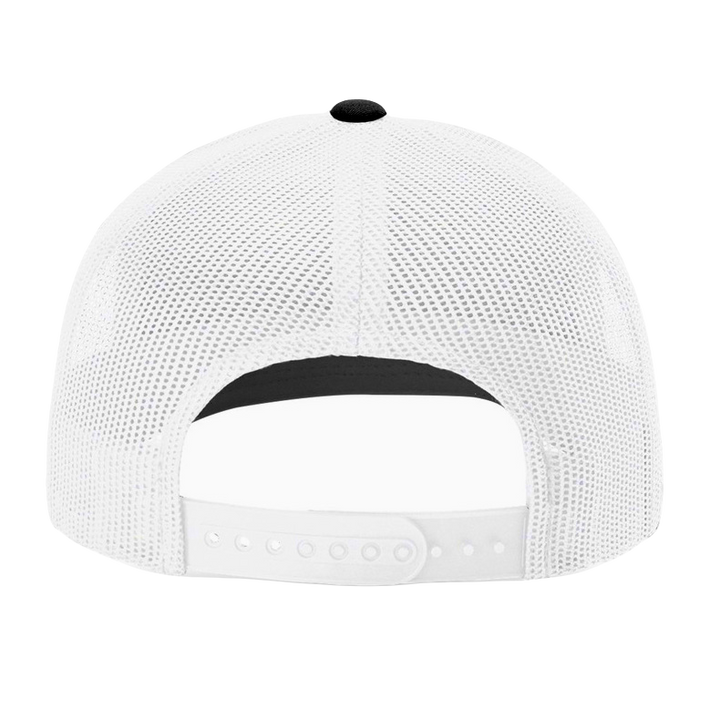 Richardson 112 trucker hat, black/white five panel with black/holo green Zen Cannabis