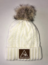 Load image into Gallery viewer, Beanies Eye of Horus  Ivory Plush, Blanket Lined Cable Knit, Pom Pom Beanie Buddha Gear