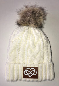 Love Beanies - Ivory Plush, Blanket Lined Cable Knit, Pom Pom Beanie Buddha Gear