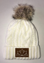Load image into Gallery viewer, Lotus Beanies - Ivory Plush, Blanket Lined Cable Knit, Pom Pom Beanie Buddha Gear
