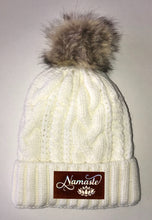 Load image into Gallery viewer, Beanies - Ivory Plush, Blanket Lined Cable Knit, Pom Pom Beanie Buddha Gear namaste lotus