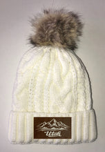 Load image into Gallery viewer, Utah Beanies - Ivory Plush, Blanket Lined Cable Knit, Pom Pom Beanie Buddha Gear skiing