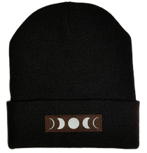 Load image into Gallery viewer, Beanie - Black, cuffed Beanie with moon buddha gear