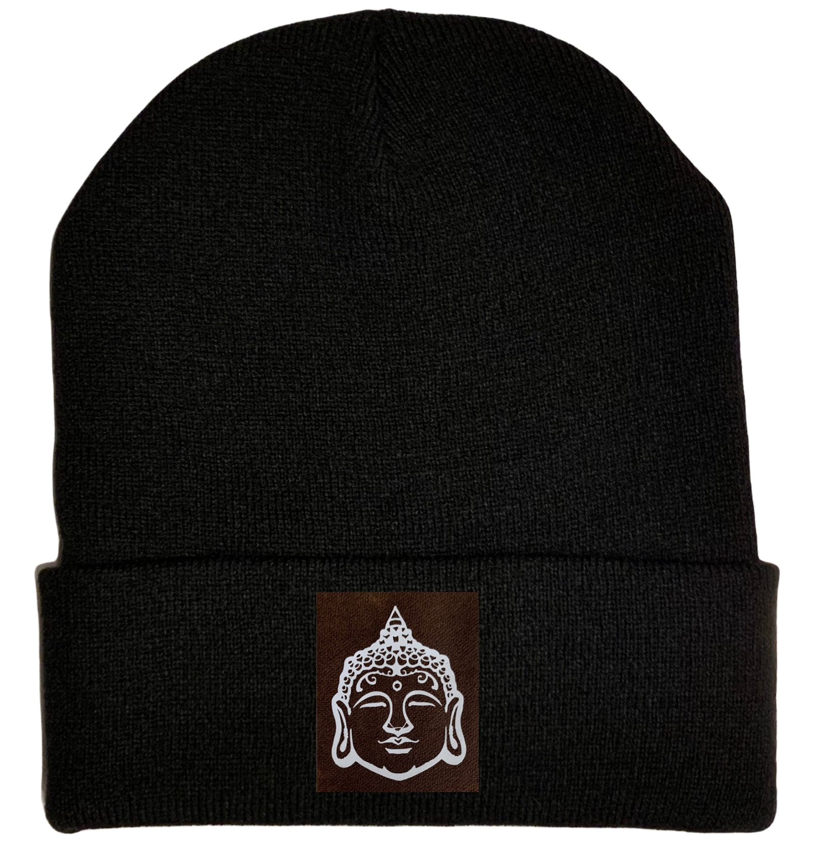 Beanie - Black, cuffed Beanie with buddha gear
