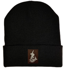 Load image into Gallery viewer, Beanie - Black, cuffed Beanie with snowboarder snowboarding buddha gear 