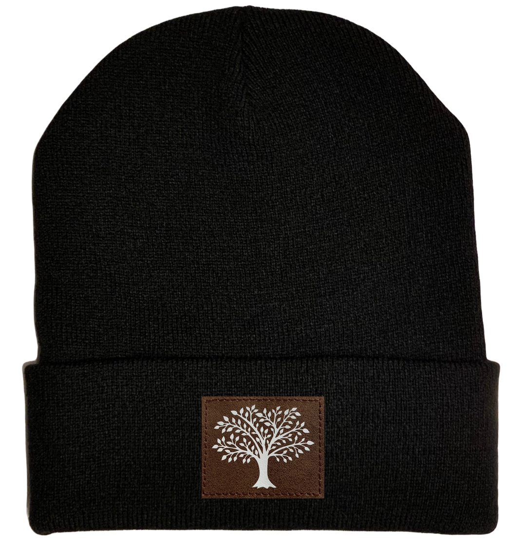 Beanie - Black, cuffed Beanie with tree of life kabala buddha gear 