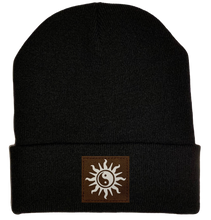 Load image into Gallery viewer, Beanie - Black, cuffed Beanie with yin yang sun kung fu hat by buddha gear