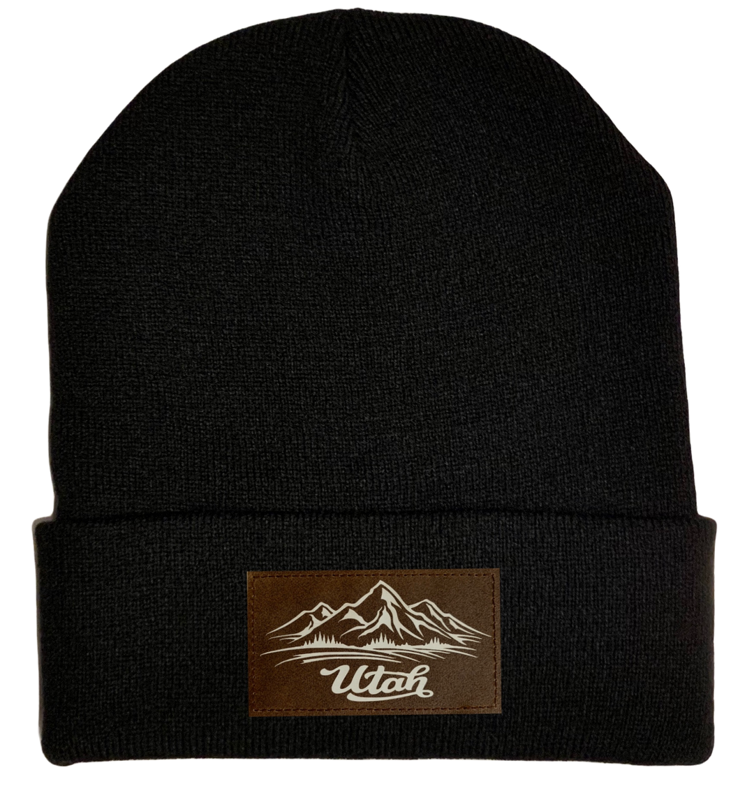 Beanie - Black, cuffed Beanie with Utah mountain buddha gear