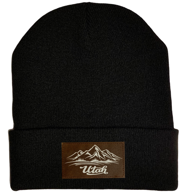 Beanie - Black, cuffed Beanie with Utah mountain buddha gear