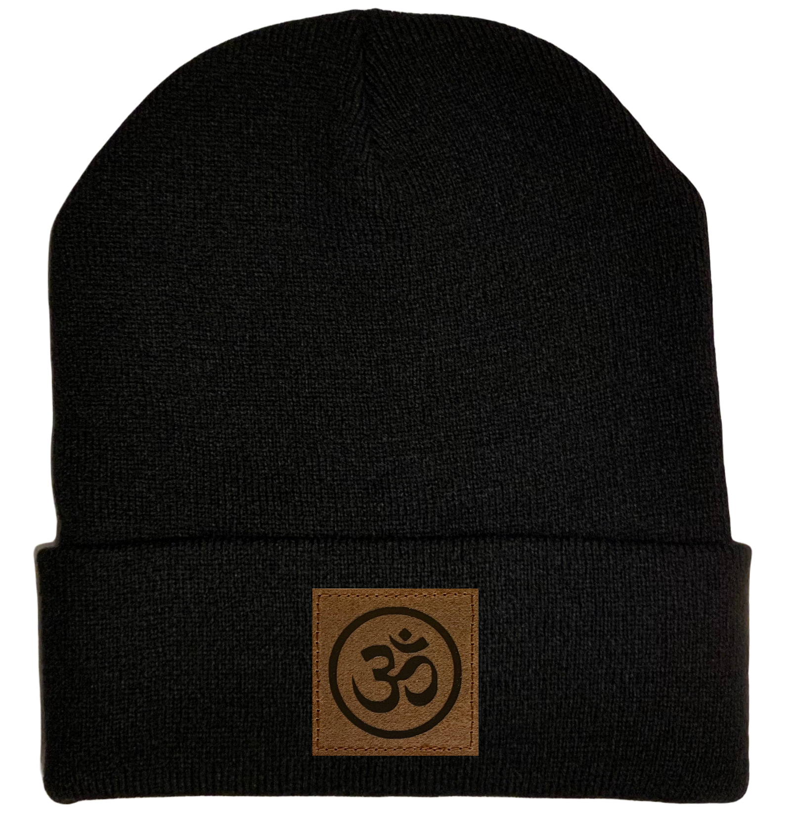 black cuffed beanie with om symbol by Buddha Gear 