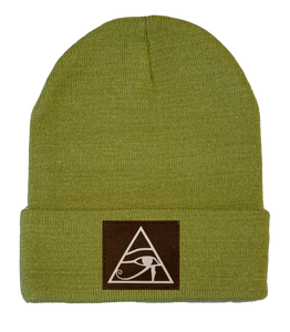 cuffed beanie knitted winter hat with eye of Horus  by Buddha Gear 